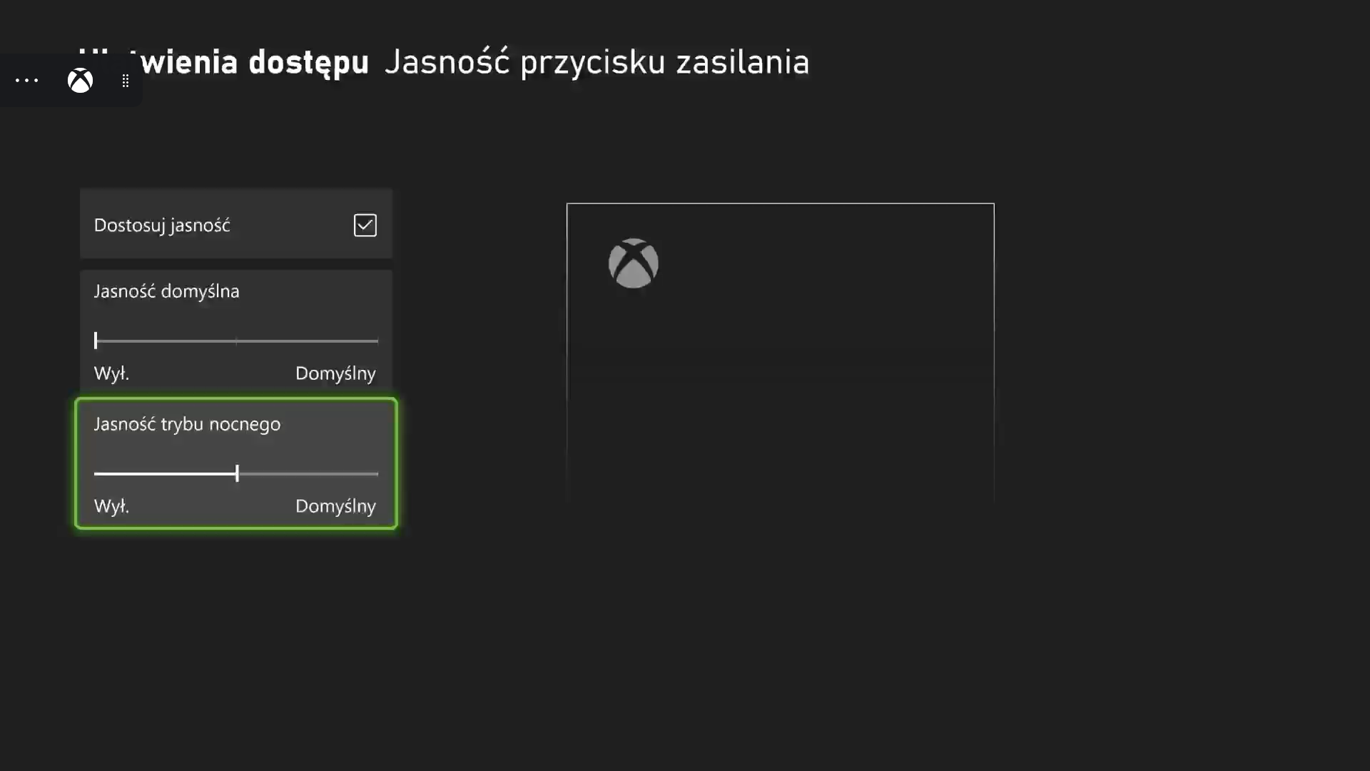 Jasność diody Xbox